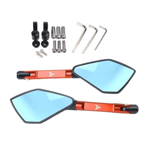 Rétroviseurs moto CNC bleu antireflet en aluminium premium taillé dans la masse