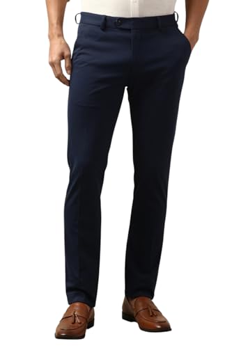 Image of Peter England Men Mid Rise Work Slim Fit Utility Pants