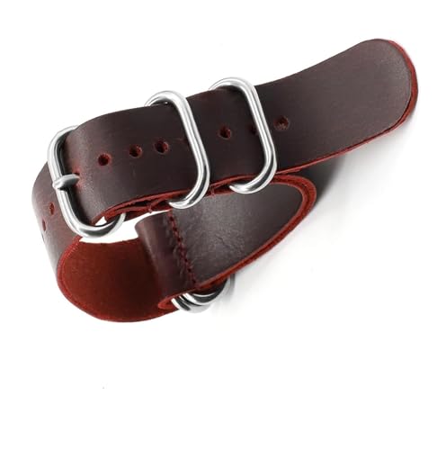 dayeer Vintage Leather Watch Strap For men Handmade Replacement watchband Accessories(Red,20mm)
