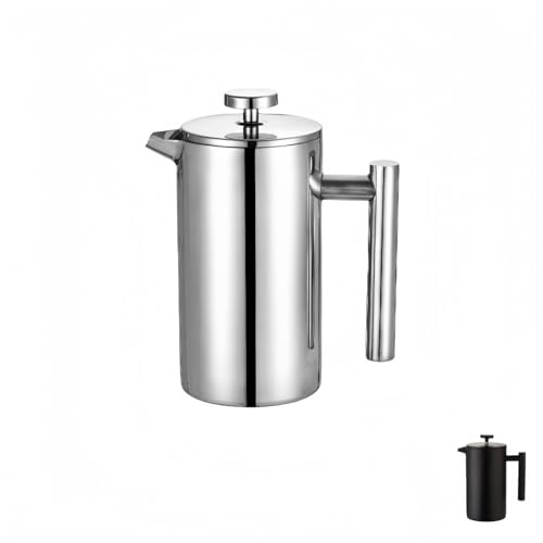 Stewlt ��^�t�����`�v���X�R�[�q�[�}�V�� 304�X�e�����X�| �t�����`�v���X �R�[�q�[�v���X �_�u���E�H�[�� �f�M�� 350ml/800ml/1000ml �Ɩ��p ���@�\ �i���X ���o��� (350ml,304�X�e�����X�X�`�[�����t�����`�v���X)