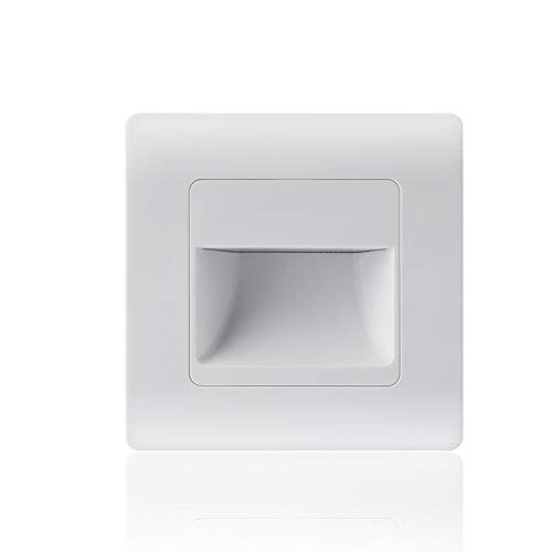 Recessed Led Wall Lamp PIR Motion Sensor Stair Case Light AC85-265V Step Lamp Corridor Lighting Indoor Wall Lighting Warm White 3000K (Color : White)
