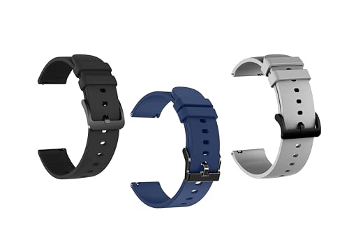 Image of IIK COLLECTION 22mm Silicone Strap for Smart Watches | Combo Pack Compatible With Noise, Fireboltt, Boat Xtend, Pebble, Boat Flash, Noise Color Fit, Ultra Smart Watch & All Watches