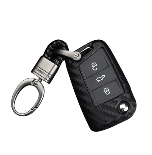 Protege cle Volkswagen carbone avec porte-clefs - Accessoire idéal pour votre routine auto