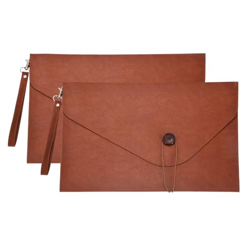 Carpeta A4 de cuero PU PATIKIL con asa y portabolígrafos elegante
