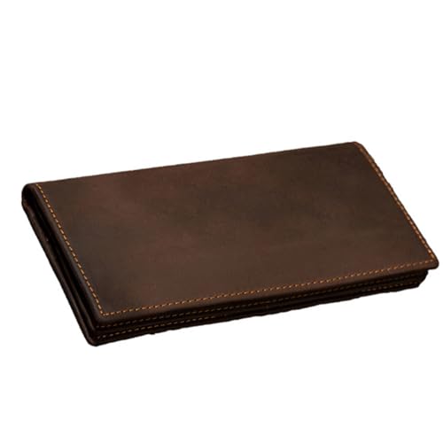 Handmade Long Retro Leather Envelope Men Card Holder Wallet, Thin Multifunctiona Crazy Horse Leather Wallet for Father's Day Boyfriend Thanksgiving Fashion Gift