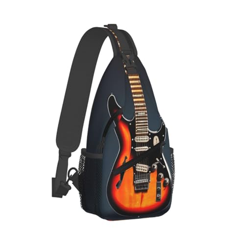 Morrales Crossbody con Estampado de Guitarras Naranja miniatura 2