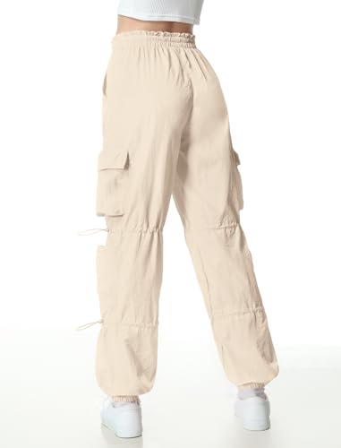 Image of EXARUS Girls Parachute Pants Cargo Hip Hop Wide Leg Baggy Y2K Teen