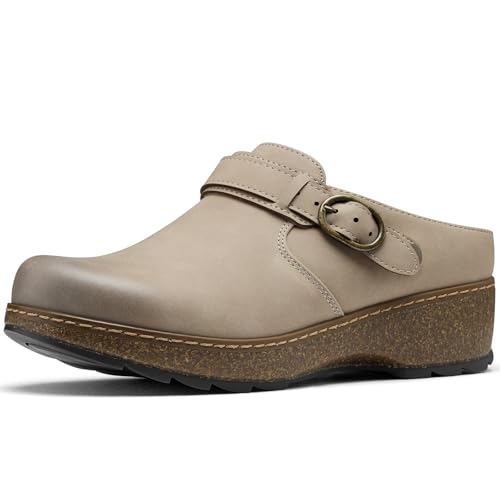 Image of SHIBEVER Clogs Women Mules Comfortable: Slip on Arch Support Casual Shoes | Closed Toe Lightweight Cushioned Footbed All-Day Comfort Non-Slip Wedge Platform Shoes Fit for Work Walking Business Travel