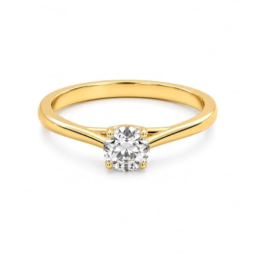 Image of 925 Sterling Silver Classic Round Moissanite Valentino Promise Solitaire Ring For Women | 18k Gold Plated Fine Jewelry for Women | AAA+ Quality Engagement Ring | Best Gift