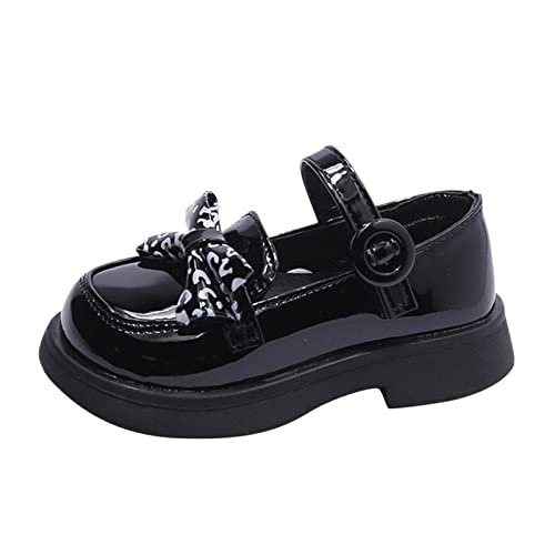 Girls Snow Boots Size 2 Fashion Spring and Summer Children Casual Shoes Girls Leather Shoes Thick Soles Non Slip Buckle (Black, 5.5-6 Years Little Child)