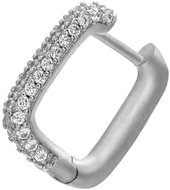 OHANA Mono Orecchino Pendente Quadrato, Placcato Oro 18K, Orecchini Quadrati con Zirconi di Alta Qualità, Ipoallergenico e Antigraffio (1 Pezzo)