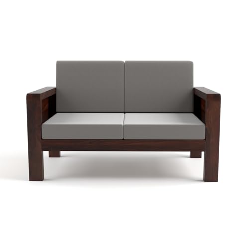 Image of Sheesham Wooden 4 Seater Sofa for Living Room | Solid Wood Sofa with Cane Side Panel | Rosewood Sofa Set for Home & Office | Lounge (Walnut Finish, 4 Seater)