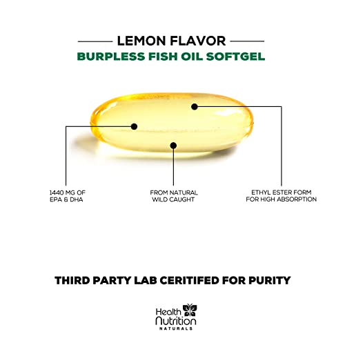 Fish Oil 2400 Mg With Omega 3 Epa & Dha - Triple Strength Omega 3 Supplement - Omega 3 Fish Oil Supports Heart Health Natural's Brain & Immune Support - Non-Gmo Fish Oil Supplements - 180 Softgels #TOP5