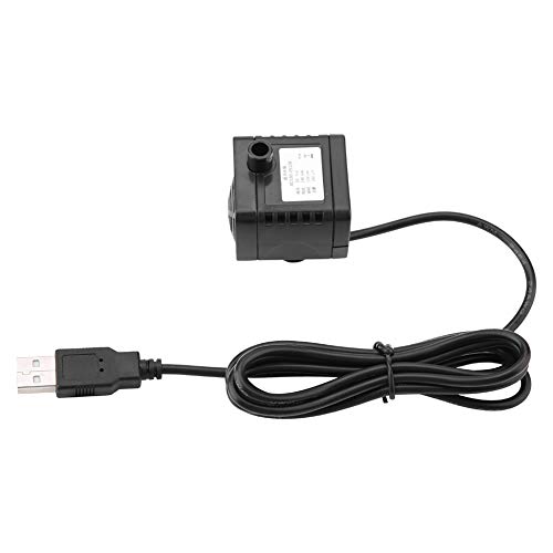 SIXRUN Bomba de Agua de Acuario USB sin Escobillas, Poco Ruido, Ahorro de Energía para Circulación de Fuente de Pecera para Refrigeración por Agua, Material ABS Negro