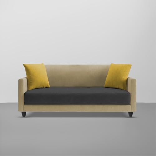 Image of Casaliving Dominic 2 Seater Sofa Set for Living Room (Cream Black Fabric) Premium Fabric Sofa