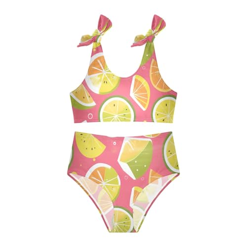 Green Kiwi Lime Pink Girl Two Piecing Kids Bikini Set Quick-Dry Swimsuits Swimming Suits Adjustable Strap3