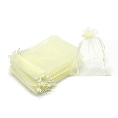 Image of 50Pcs Sheer Organza Bags 3x4 Inch, Small Jewelry Gift Bags with Drawstring for Wedding Party Favor Christmas Candy Pouches (Beige)