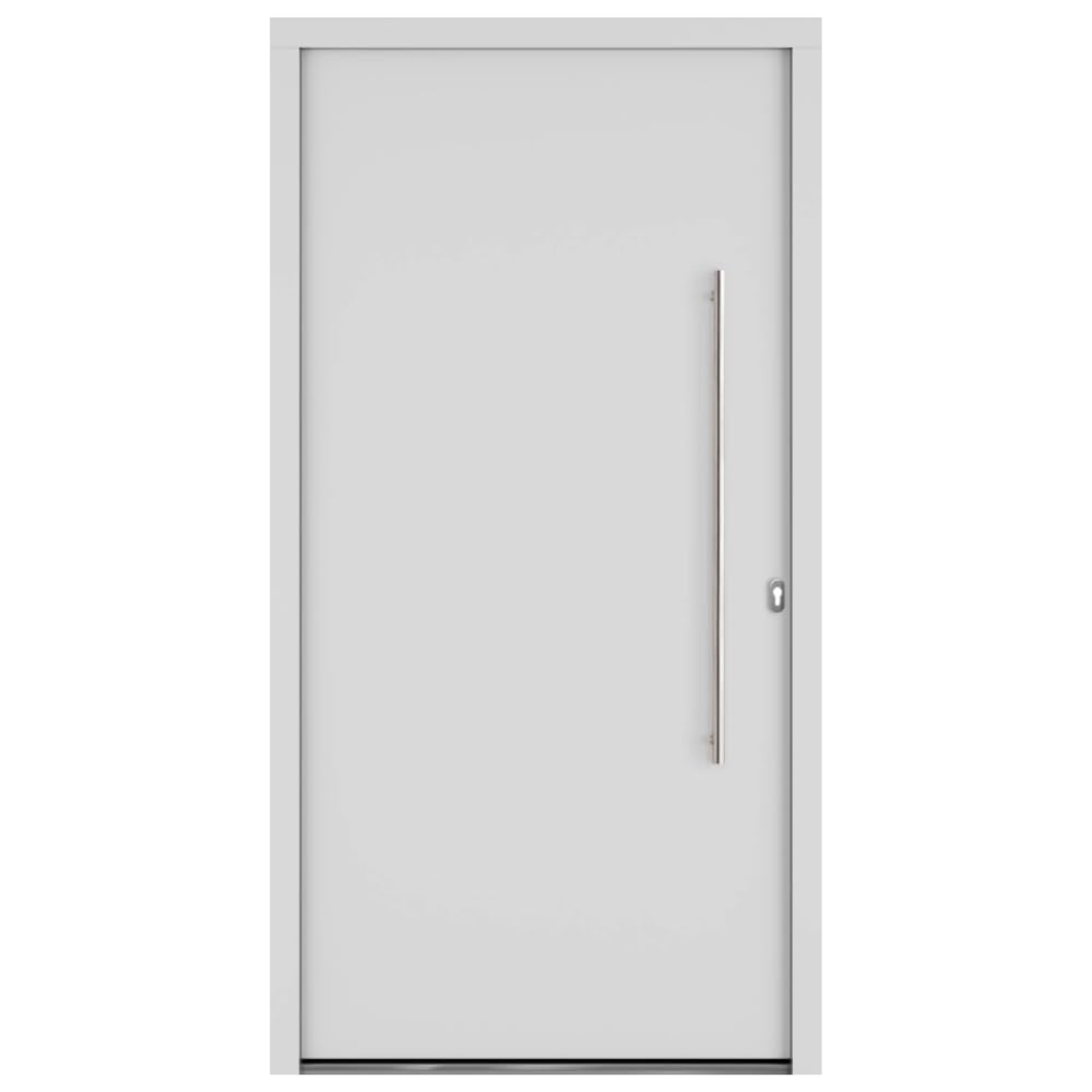 HORI Haustür Eingangstür Aluminium Kunststoff Komplettset - Haus Eingangstür mit 5-fach Verriegelung - Anthrazit oder Weiß - Wärmeschutzglas - - Farbe: Weiß - DIN Links - Modell: Slim - 210 x 100 cm