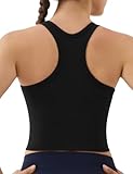 K-Swiss Women's Crop Tank Top - Racerback Longline Sports Bras Built-in Padding Workout Yoga Gym, Black M