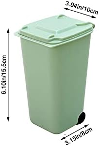 Mini Wheelie Trash Can Desktop Plastic Bucket Waste Bins Cleaning Storage Household Office Supplies Green