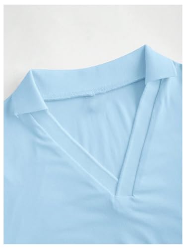 OYOANGLE Girl's Fall Outfits Collared V Neck Long Sleeve Tshirt and Star Bell Bottom Pants Workout Set4