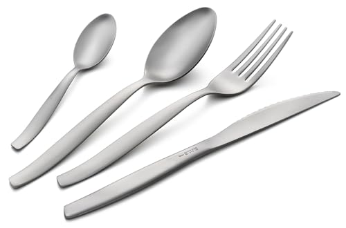 Servizio Set di Posate 24 Pezzi in Acciaio Eme Shark Sabbiato