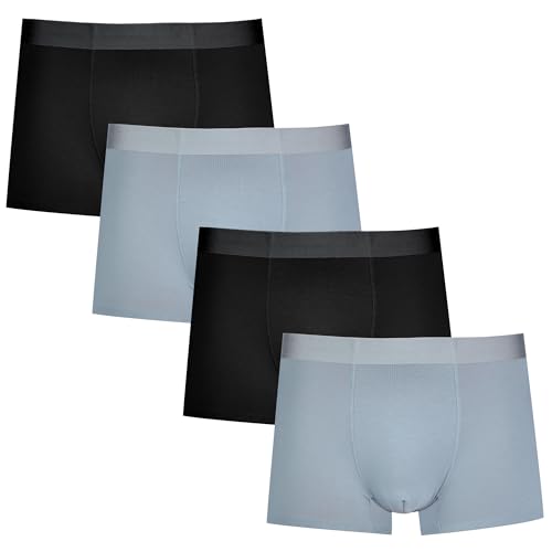 Men's Underwear Micro Modal Trunks Comfortable Soft and Breathable Boxer Briefs for Men 4 Pack Black