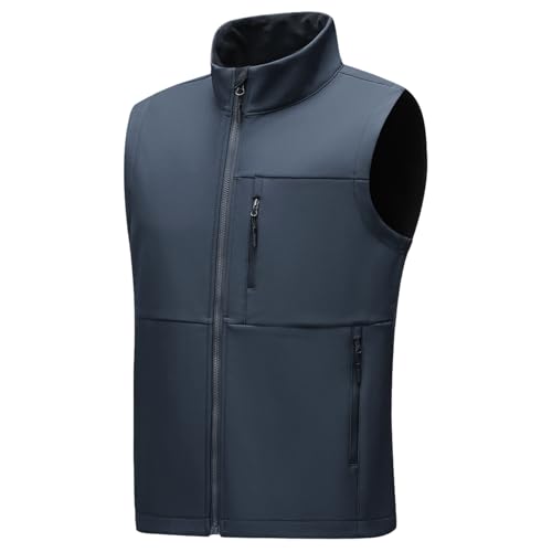 Image of Men's Soft Shell Vest Windproof Outerwear Vest Warm Inner Fleece Vest Waterproof Sleeveless Jacket