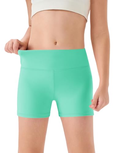 Image of Haloumoning Girls Athletic Shorts Kids High Waisted Yoga Dance Biker Shorts Comfy Gymnastics Shorts 5-14Y