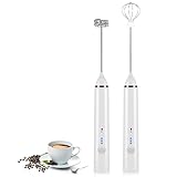 Milk Frother, Handheld USB Rechargeable Foam Maker Electric Frother with 2 Stainless Whisks, 3-Speed...