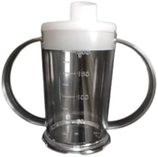 Clear Two Handled Graduated Beaker with Lid - 200ml Adult Feeder Cup - Drinking Aids (Wide Spout, Pack of 1)