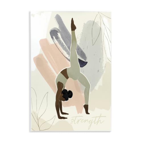 Stupell Industries Stretching Yoga Pose Strength Text Floral Border, Design by Victoria Barnes