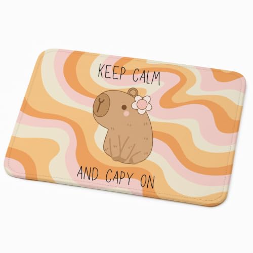 Image of Mouse Pad for Laptop & Desktop | 9x7 Inch Anti-Fray Stitched Edges | Non-Slip Rubber Base | Desk Setup Accessory for Students, Gamers & Professionals (Happy Capy)
