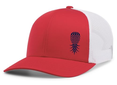 Image of Trenz Shirt Company Men's Upside Down Pineapple Embroidered Mesh Back Trucker Hat Baseball Cap