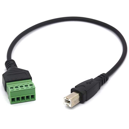 OpenII Solderless Printer Cable, USB B to 5 Pin Screw Shield Terminal Adapter Extension Data Transmission Extended (Type-B to 5Pin)