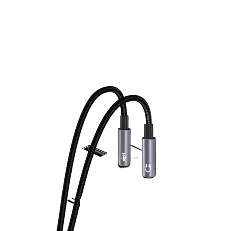 Cavo splitter audio e microfoni da 3,5 mm, adattatore AUX intrecciato femmina a 2 maschi