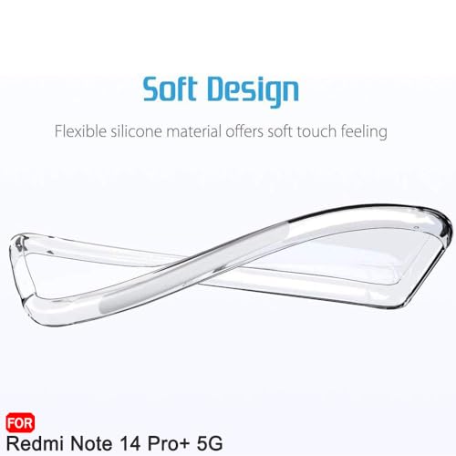 Image of TheGiftKart Back Cover Soft Case for Mi Redmi Note 14 Pro Plus 5G | Best Camera Protection | Inbuilt Dust Plugs & Anti-Slip Grip | Ultra Clear Slim Cover for Redmi Note 14 Pro+ (Silicone, Transparent)