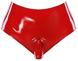 Late X Damen Latex Dildo-Slip, Rot, M