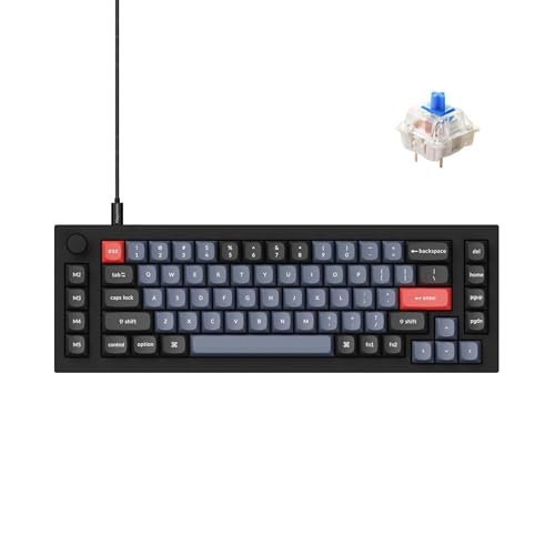 Keychron Q65 �L���J�X�^�����J�j�J���L�[�{�[�h 65%���C�A�E�g �}�N���L�[�m�u�t�� �z�b�g�X���b�v�\ QMK/VIA Gaming 1000Hz �|�[�����O���[�g Mac Windows Linux-Blue Switch�Ή�