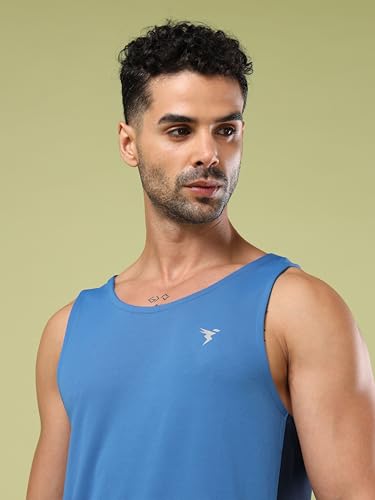 Image of TECHNOSPORT Men's Solid Slim Fit Scoop Neck Sports Innerwear Vest with TECHNOCOOL+ Quick Dry Anti Odour Anti Microbial 2 Way Stretch Soft & Smooth Activewear