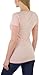 ToBeInStyle Women's Wide Neck Band V-Neck S.S. Tee - Dusty Peach - Medium