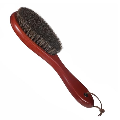 Clothes Brush Garment Lint Brush with Pure Horse Bristle and Beech Wood Handle for Removing Pet Hair Lint and Dust from Sweaters Coats Blankets and Furniture
