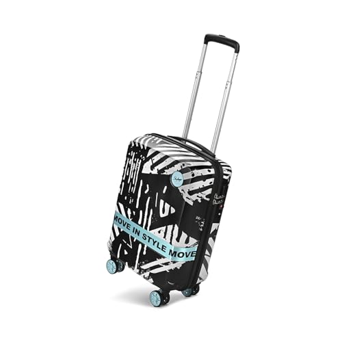 Image of Skybags Wanderlust Cabin Trolley Bag 55cm | Small | Hard Luggage | Printed 8-Wheel Suitcase | TSA Lock with Anti-Theft Zipper | Polycarbonate | 3 Years International Warranty - Unisex (Black-White)