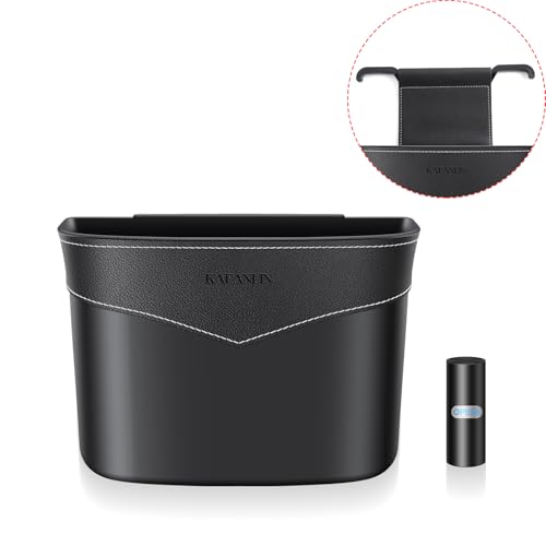 Image of Car Trash Can Mini Trash Bin Garbage Organizer with Plastic Trash Bag Automotive Small Garbage Bin for Home Office Auto Vehicle Car Door Front Back Seat Storage Accessories (hook trash can)