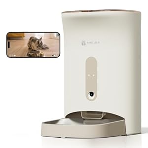 Amicura F1 Pro Distributeur Automatique de Nourriture pour Animaux avec Caméra, Distributeurs Nourriture Chats Contrôle par App Wi-FI 4,5 L, Bol en Acier Inoxydable, Surveillance Grand Angle à 160°