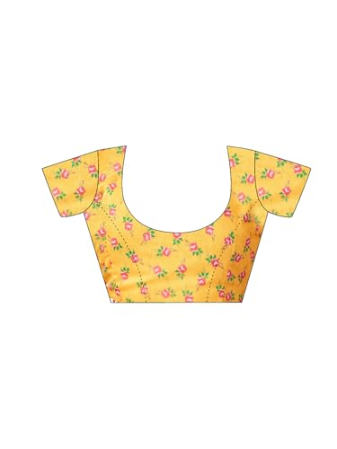 Image of Satrani Women's Chanderi Cotton Printed Ready To Wear One Minute Pre Pleated Readymade Saree with Unstitched Blouse Piece