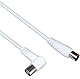 PremiumCord ktmf10U TV Koaxial Antennen Kabel 10m, 75 Ohm, IEC Stecker auf Buchse 90°, Abgeschirmt - für DVB-C, DVB-T/T2, 4K UHD 2160p, FULL HD 1080p 3D, Farbe weiß