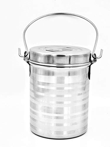 Image of Stainless Steel Milk Oil Ghee Storage Container with Lid and handle For Kitchen (100 ml)