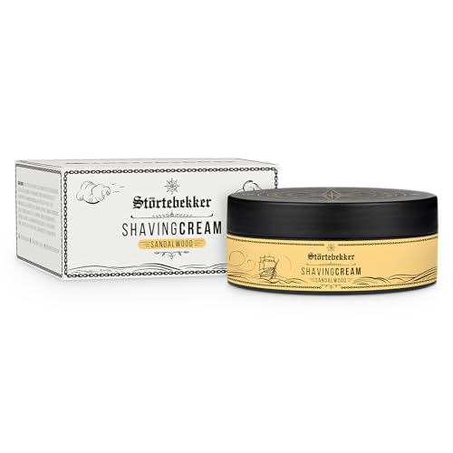Störtebekker Crema de afeitar premium para hombres de madera de sándalo, protección y cuidado para todos los tipos de piel, espuma de afeitar para hombres con aloe vera, afeitado suave y liso sin