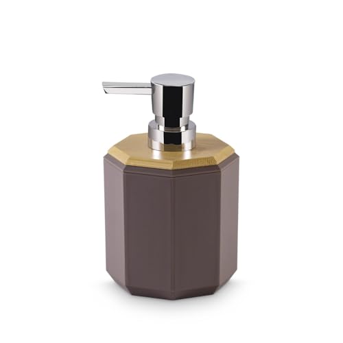 Image of Freelance Portofino ABS Bathroom Accessories Set of 5, Chocolate - Liquid Handwash Soap Dispenser, Brush /Toothbrush Holder, Tumbler, Dish, Tray - Plastic Set for Wash Basin - Stronger Than Ceramic